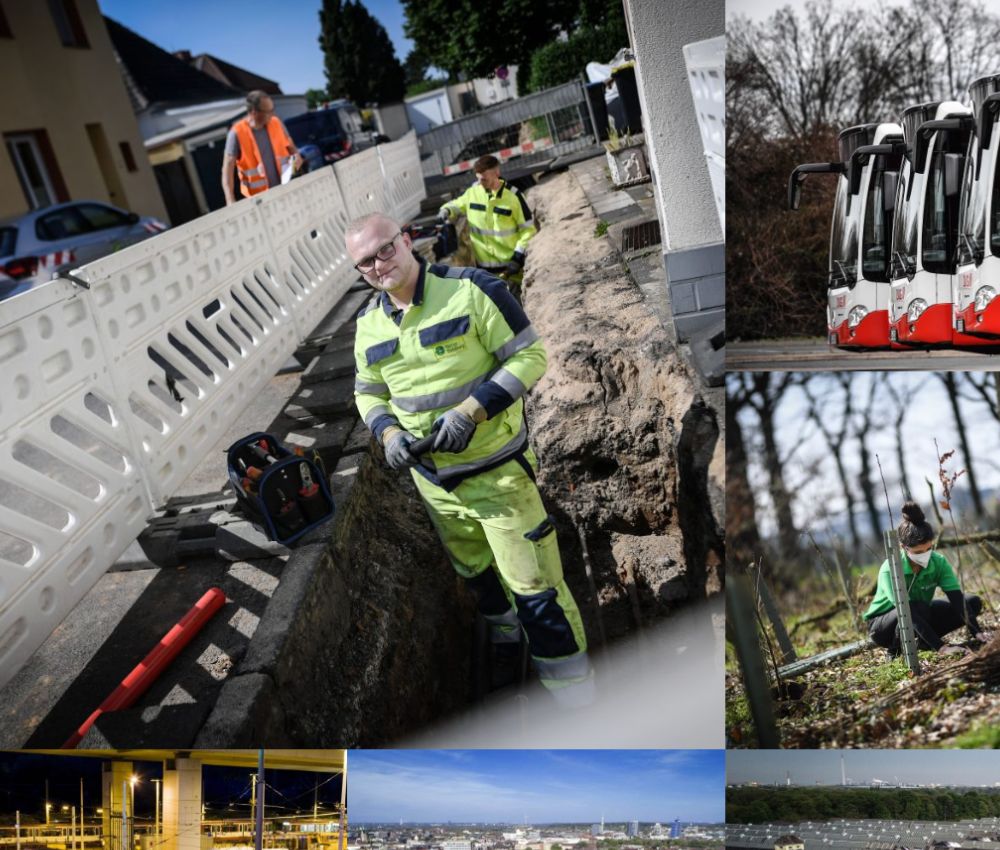 Titelbild des DVV-Jahresberichts 2021 mit Mitarbeitendem auf einer Baustelle