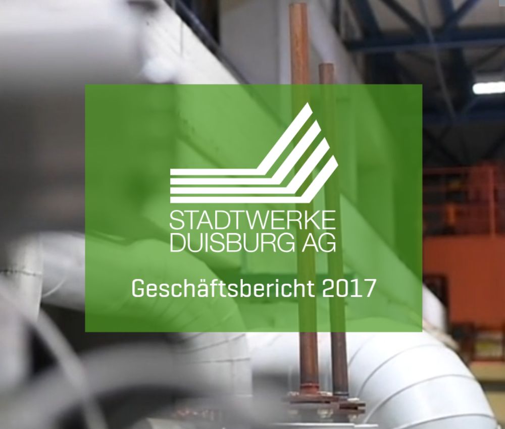 Titelbild des Jahresberichts 2017 der Stadtwerke Duisburg mit technischer Anlage